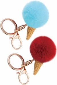 ふわふわ キーホルダー アイス アイスクリーム 韓国 デザート スイーツ モコモコ ボンボン バッグチャーム おしゃれ 可愛い バッグ 鍵 飾