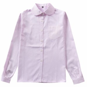 [Sharphon] 女子 スクールシャツ 長袖/半袖 丸襟 レディース 無地 綿 シャツ トップス ポケット付