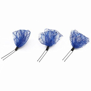 髪飾り 青色 チュールレース リボン 3個 セット Uピン （ 卒業式 袴 着物 ） レース 飾り