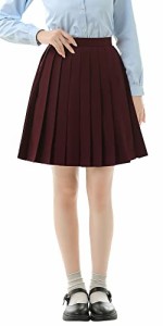 [Sharphon] 8色 制服 スカート ハイウエスト ミニスカート 48CM丈 無地 ライン プリーツスカート J213E