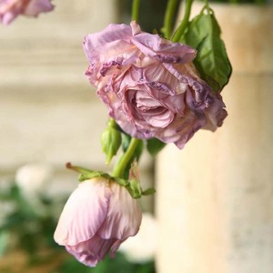 造花 リアル バラ フェイクフラワー 5本 インテリア 北欧風 飾り アーティフィシャルフラワー 薔薇 パープル 花束 スタイリッシュ 本物そ