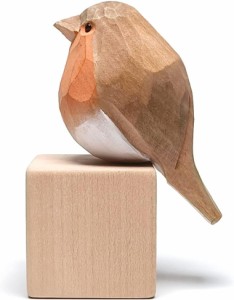 鳥のオブジェ ハンドメイド 鳥のオーナメント 小さい 鳥の彫刻 木製 彫刻 置物 バード 木彫り F インテリア雑貨 可愛い雑貨 贈り物 おし