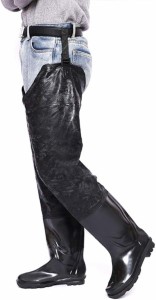 レインシューズ ロング レインブーツ PVC 防水 防滑 長靴 ヒップウェーダー 男女兼用 クツ ウェーディングシューズ レインウェア 作業靴 