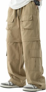  カーゴパンツ メンズ ズボン ワイドカーゴ 夏用 ワイドパンツ ロングパンツ 大きいサイズ ゆったり ボトムス リラックスパンツ 綿 無地 