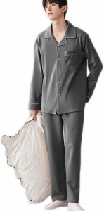 シュウカ パジャマ メンズ 紳士用 (M〜XL) 高級パジャマ 前開き 長袖 綿100% 春 秋 冬 ガーゼパジャマ ギフト 贈り物 プレゼント 部屋着 