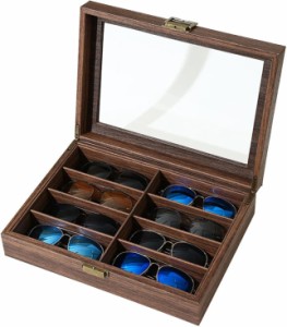 サングラス収納ケース メガネ収納ボックス ディスプレイケース 8本用 木製 眼鏡の収納ボックス コレクションケース ジュエリー収納 小物