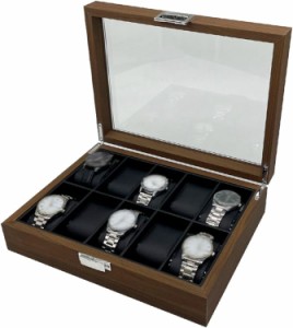 腕時計収納ケース 木製 10本用 透明窓付き 腕時計ボックス コレクションケース 時計保管 ウォッチボックス アクセサリー収納兼用 高級 PU