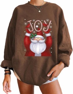 クリスマス パーカー レディース 薄手 長袖 ゆったり トレーナー 大きいサイズ 可愛い サンタ プリント トップス 大人 おもしろ コスプレ