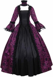 ハロウィン 仮装 レディース 中世ドレス 中世ヨーロッパ 貴族 コスプレ衣装 お姫様ドレス 魔女 洋装 豪華な女王 ロングドレス 舞台衣装 
