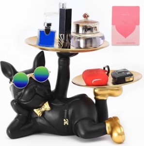 寝そべっている犬さん プレゼント 男性 インテリア雑貨 ギフトカード付 2枚掲げている 眼鏡付き 面白い犬オーナメント 樹脂製オブジェ+ス
