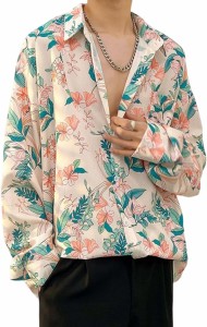  9色展開 花柄 長袖シャツ メンズ レディース 春秋 開襟 S-3XL 大きいサイズ ゆったり シフォン 通気性 柔らかい 快適 アロハシャツ 着回