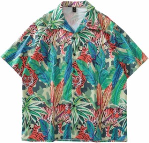 アロハシャツ カップル ハワイ風 花柄 夏 UVカット 薄手 涼感 超軽量 半袖シャツ カジュアル リゾート 温泉 旅行 ビーチ ウェディング 柄