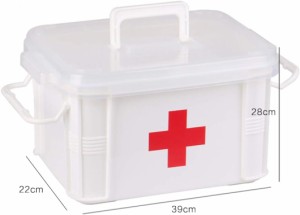 救急箱 薬箱 2層 大容量 多機能 薬入れ 小物入れ 応急ボックス 医療箱 ハンドル付き 携帯 シンプル 救急ボックス 緊急 防災 応急処置 応