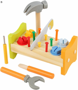木製 大工さん工具セット おままごと 木のおもちゃ 木槌付き おもちゃ 玩具 ごっこ遊び 木製ツールボックス 多機能 積み木 組み立て 知育