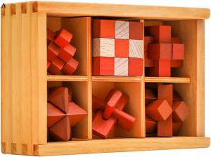 立体パズル 木製 キューブ 子供 大人 6種セット 孔明パズル 指先 暇つぶし 3D おもちゃ 脳トレ 立体 パズル ウッドパズル 玩具 組木 ブロ