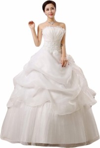 ウエディングドレス プリンセスドレス カラードレス レッド 大きい 結婚式 Aラインドレス ベアトップ ウェディング 二次会ドレス おしゃ