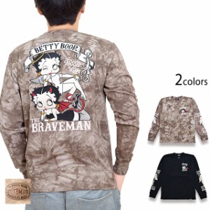 BR×BETTYコラボ ベア天竺ロングTシャツ The BRAVE-MAN BBB-2228 ブレイブマン ベティーちゃん 刺繍 ロンT 長袖