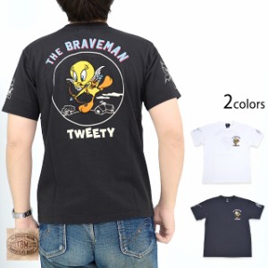 BR×LOONEYコラボ 天竺半袖Tシャツ The BRAVE-MAN LTB-2406 ブレイブマン 刺繍 バイカー