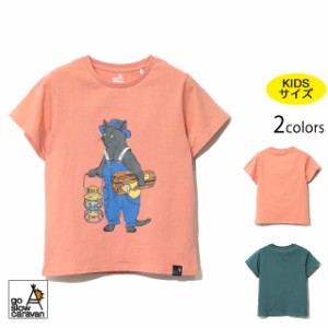 USA/C オーバーオールキャンパー猫半袖Tシャツ go slow caravan キッズ 391925 ゴースローキャラバン 子供服