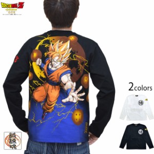 ドラゴンボールコラボ 超サイヤ人覚醒長袖Tシャツ「孫悟空」 絡繰魂 294011 和柄 和風 ロングTシャツ 刺繍 ロンT 少年ジャンプ