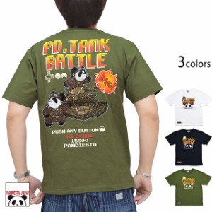 PDJバトルタンク半袖Tシャツ PANDIESTA JAPAN 520200 パンディエスタジャパン パンダ ミリタリー 戦車 刺繍