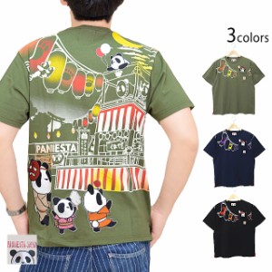 盆踊りパンダ半袖Tシャツ PANDIESTA JAPAN 582216 パンディエスタジャパン 和柄 和風 刺繍