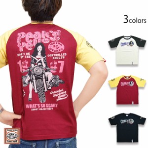 BIKE半袖Tシャツ Peak'd Yellow PYT-231 ピークドイエロー 和柄 和風 着物 バイク 姉御 エフ商会