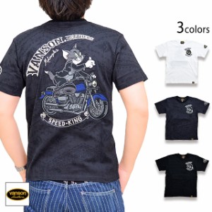 vanson×TOM＆JERRYコラボ 天竺半袖Tシャツ vanson TJV-2215 バンソン ヴァンソン トムとジェリー 刺繍