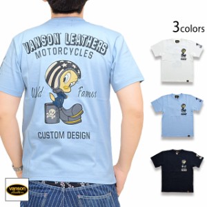 vanson×LOONEY TUNESコラボ 天竺半袖Tシャツ vanson LTV-2205 バンソン ヴァンソン ルーニー バイカー 刺繍