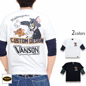 vanson×TOM＆JERRYコラボ ベア天竺七分袖Tシャツ vanson TJV-2212 バンソン ヴァンソン トムとジェリー 刺繍