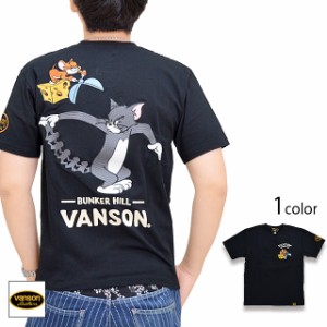 vanson×TOM＆JERRYコラボ ベア天竺半袖Tシャツ vanson TJV-2219 バンソン ヴァンソン トムとジェリー 刺繍