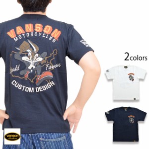 vanson×LOONEY TUNESコラボ 天竺半袖Tシャツ vanson LTV-2212 バンソン ヴァンソン ワイリーコヨーテ バイカー 刺繍