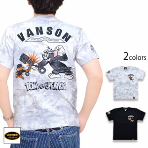 vanson×TOM＆JERRYコラボ 天竺半袖Tシャツ vanson TJV-2229 バンソン ヴァンソン トムとジェリー 刺繍