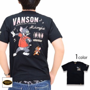 vanson×TOM＆JERRYコラボ ベア天竺半袖Tシャツ vanson TJV-2228 バンソン ヴァンソン トムとジェリー 刺繍