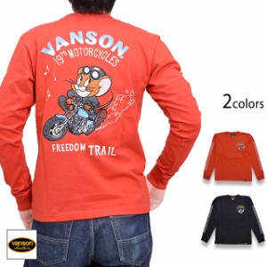 vanson×TOM＆JERRYコラボ 天竺ロングTシャツ vanson TJV-2233 バンソン ヴァンソン トムとジェリー 長袖 刺繍