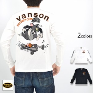 vanson×TOM＆JERRYコラボ 天竺ロングTシャツ vanson TJV-2303 バンソン ヴァンソン トムとジェリー 刺繍 長袖