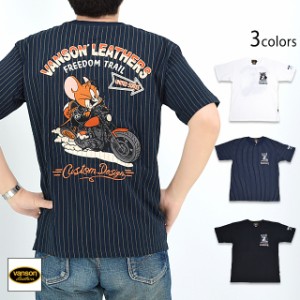 vanson×TOM＆JERRYコラボ OE天竺半袖Tシャツ vanson TJV-2311 バンソン ヴァンソン トムとジェリー 刺繍