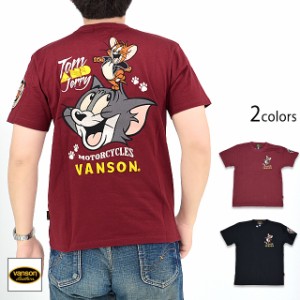 vanson×TOM＆JERRYコラボ 天竺半袖Tシャツ vanson TJV-2325 バンソン ヴァンソン トムとジェリー 刺繍 バイカー