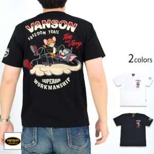 vanson×TOM＆JERRYコラボ 天竺半袖Tシャツ vanson TJV-2326 バンソン ヴァンソン トムとジェリー 刺繍 バイカー