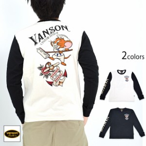 vanson×TOM＆JERRYコラボ ベア天竺ロングTシャツ vanson TJV-2332 バンソン ヴァンソン トムとジェリー 刺繍