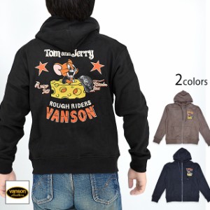 vanson×TOM＆JERRYコラボ ボンディングフルジップアップパーカー vanson TJV-2335 バンソン ヴァンソン トムとジェリー 刺繍