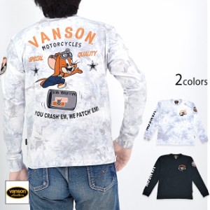 vanson×TOM＆JERRY 天竺ロングTシャツ vanson TJV-2401 バンソン ヴァンソン トムとジェリー 刺繍