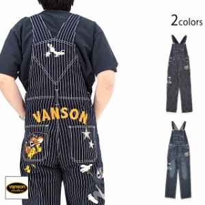 vanson×TOM＆JERRY デニムオーバーオール vanson TJV-2408 バンソン ヴァンソン トムとジェリー 刺繍