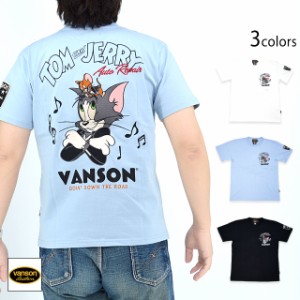 vanson×TOM＆JERRY 半袖Tシャツ vanson TJV-2413 バンソン ヴァンソン トムとジェリー 刺繍 バイカー