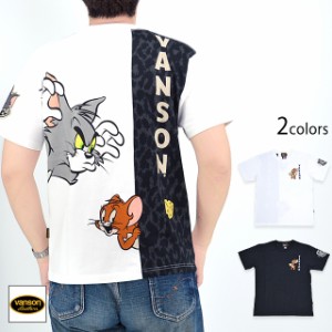 vanson×TOM＆JERRY 天竺半袖Tシャツ vanson TJV-2419 バンソン ヴァンソン トムとジェリー 刺繍 バイカー