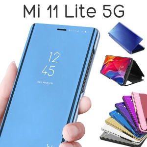 Xiaomi Mi 11 Lite 5G ケース 手帳型 半透明ミラー カバー シャオミ ミー イレブン ライト ファイブジー スマホケース