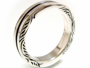 指輪 リング シルバーアクセサリー シンプル且つセンスを感じるアラベスク唐草ブラックシルバーリング