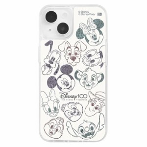 iPhone14 iPhone13 ケース ハードケース ハイブリッド Disney100周年限定デザイン ラメグリッター 集合_2 カバー アイホン アイフォン ス