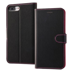 iPhone 8Plus 7Plus ケース 手帳型 シンプル マグネット ブラック ピンク カバー アイフォン スマホケース