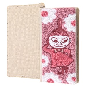 スマホケース 手帳型 汎用 各種スマートフォン対応 ムーミン FLEX Mサイズ サガラ刺繍 リトルミイとお花 カバー スマホケース P2P